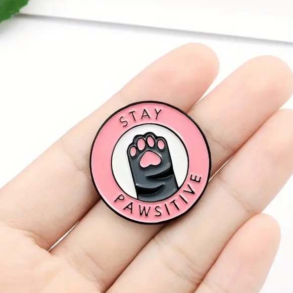3/$25 “Stay Pawsitive” 🐾 Cute Funny Inspirational Unisex Paw Print Pin - Picture 2 of 12